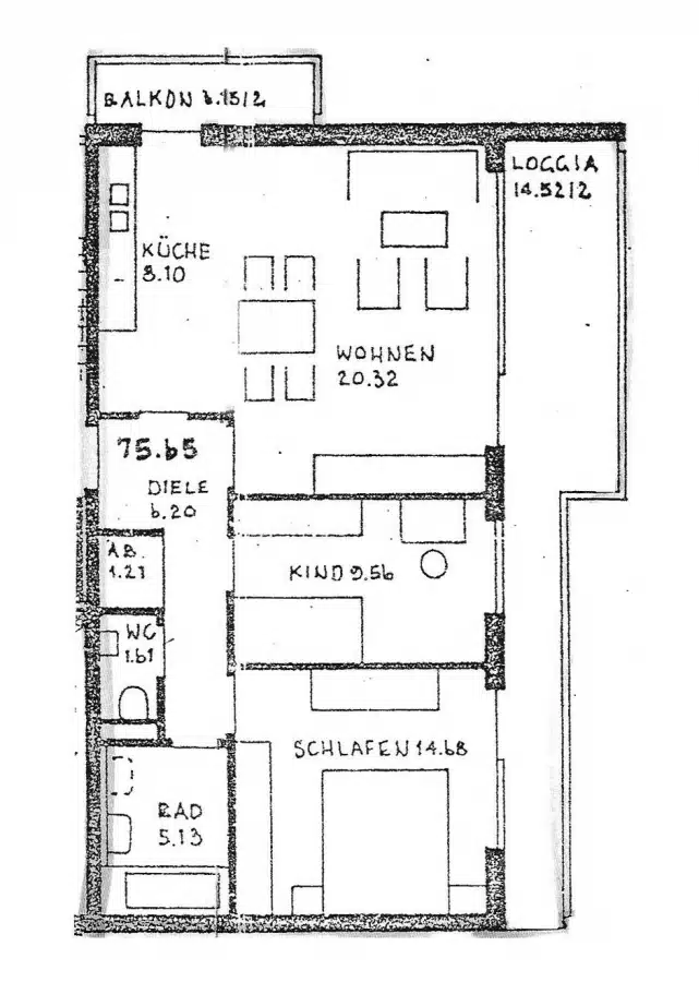 Grundriss - Hochwertige 3 Zimmerwohnung im Weilheimer Westen