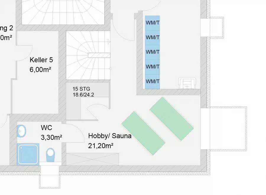 Grundriss KG / H1 / WE 2 - Nur einen Steinwurf vom Staffelsee entfernt! 2-Zi.-Erdgeschosswhg. mit Terrasse und Hobbyraum (WE 2)