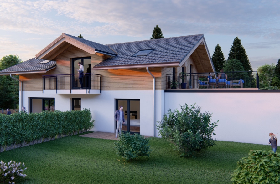 Neubau! Großzügiges Einfamilienhaus mit Einliegerwohnung in schöner Wohnlage von Weilheim - Illustration - Blick zur Einliegerwohnung (35819)