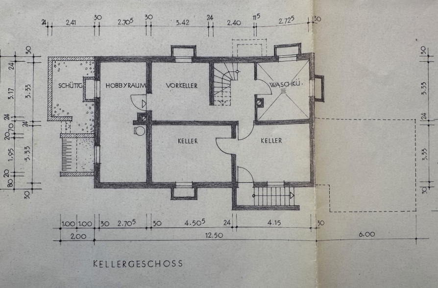 Charmantes Zweifamilienhaus in attraktiver Wohnlage in Seeshaupt - Grundriss Keller (42304)