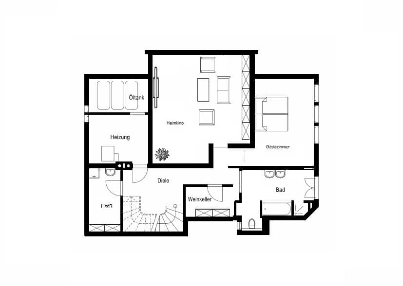 Provisionsfreier Verkauf! Elegante Luxusvilla mit Traumausstattung am Grünwalder Forst! - Grundriss KG (36458)