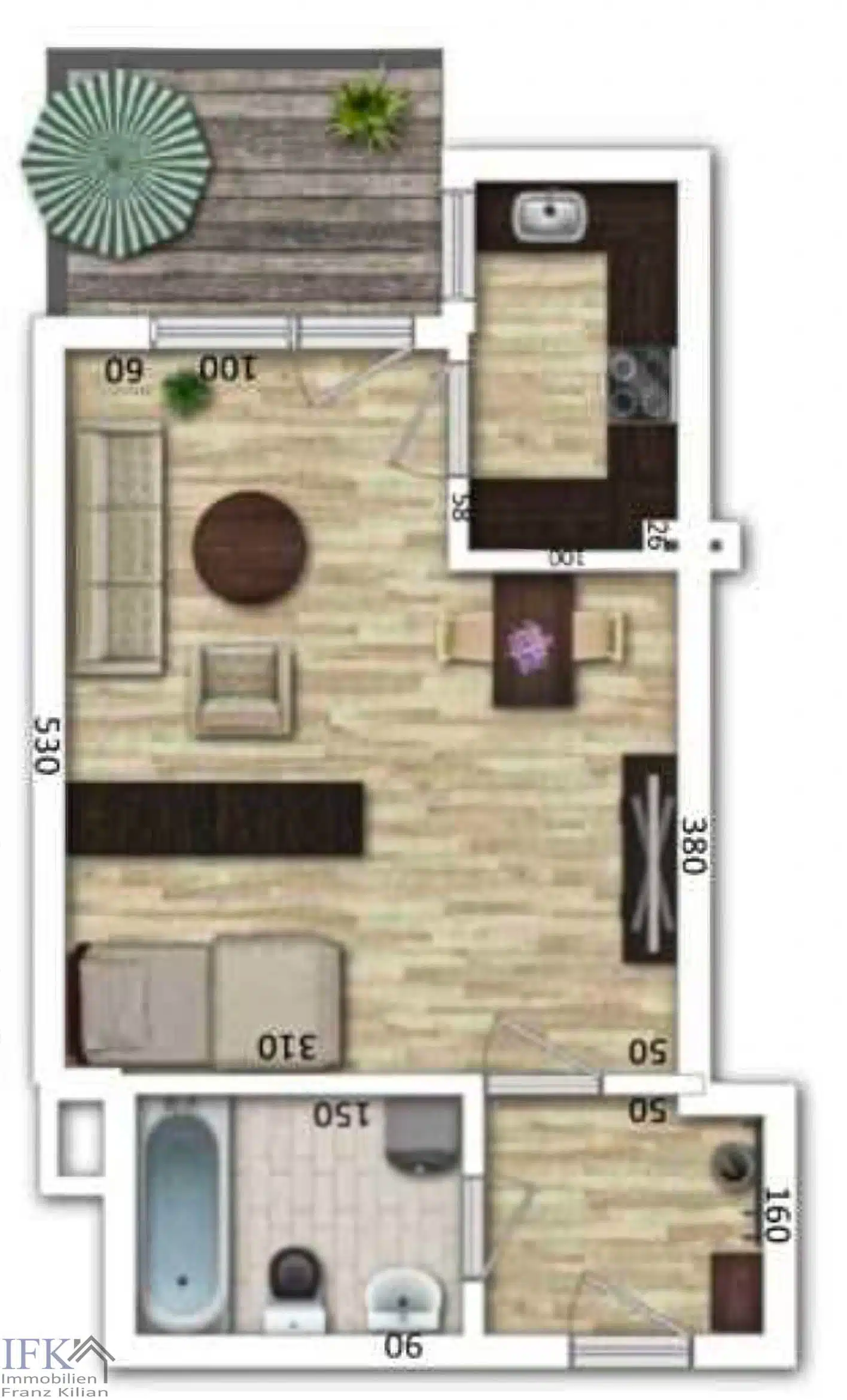 Grundriss - Klein aber Mein! Sonniges Appartment mit Balkon und Einbauküche in Weilheim!