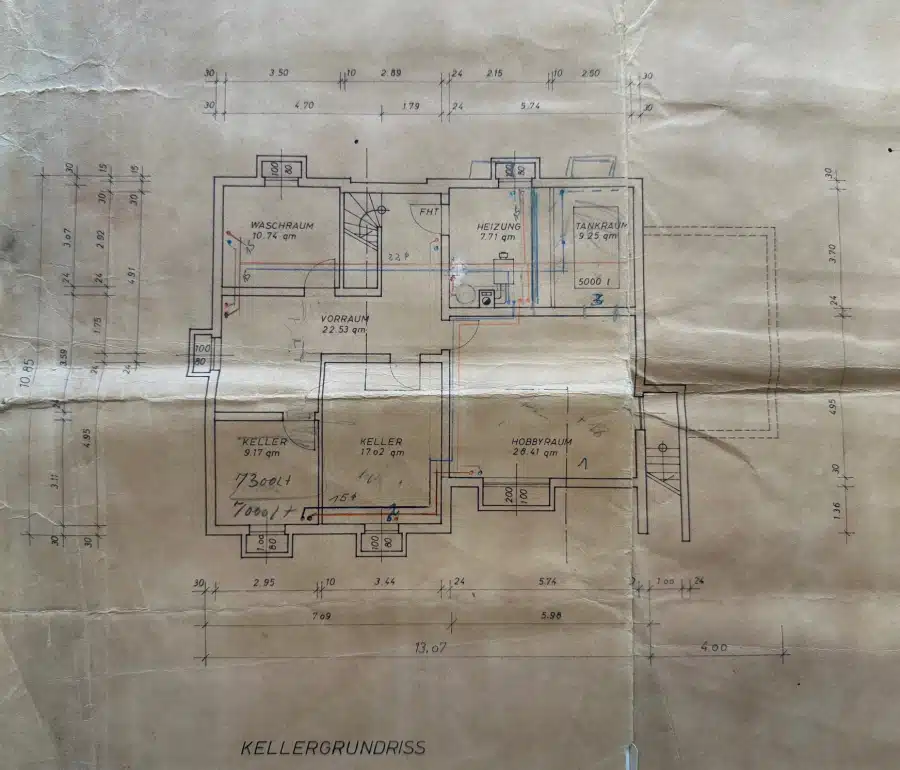 Grundriss Keller - Renovierungsbedürftiger Bungalow mit Potenzial in Traubing