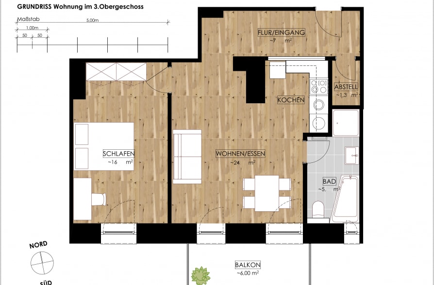 Modernes Wohnen mit historischem Flair! Traumhaft schöne Altbauwohnung in Neuhausen! - Grundriss (41927)