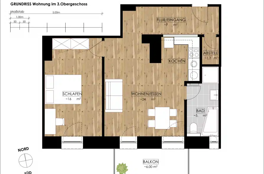 Modernes Wohnen mit historischem Flair! Traumhaft schöne Altbauwohnung in Neuhausen! - Grundriss (41927)
