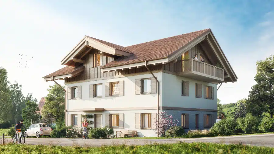 Außenansicht / Illustration - Nur einen Steinwurf vom Staffelsee entfernt! Gemütliche 3-Zimmer-Dachgeschosswohnung mit See- und Begblick und zwei Balkonen (WE 5)