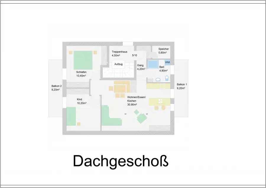 Grundriss DG / WE 5 und 10 - Nur einen Steinwurf vom Staffelsee entfernt! Gemütliche 3-Zimmer-Dachgeschosswohnung mit See- und Begblick und zwei Balkonen (WE 5)