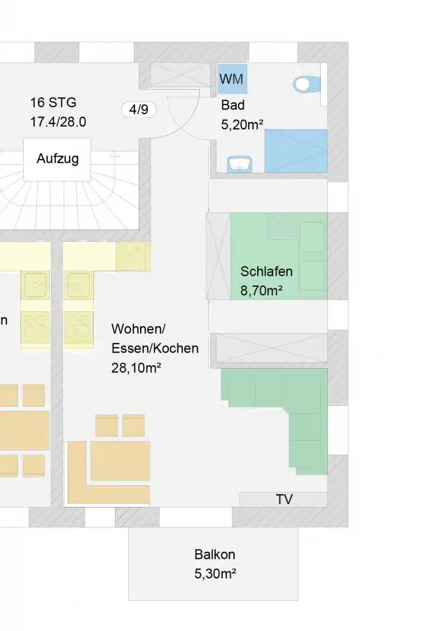 Grundriss OG / WE 4 und 9 - Nur einen Steinwurf vom Staffelsee entfernt! Gemütliche 2-Zi.-Obergeschosswohnung mit Balkon (WE 9)