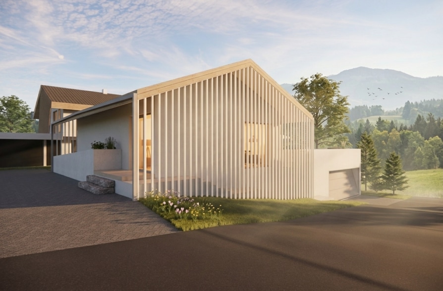 Modernes Designerhaus mit traumhaftem Bergblick in Eberfing - Visualisierung / Ansicht Nord-/ Ost (42112)