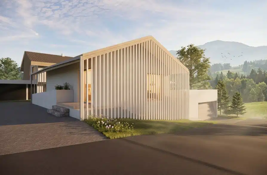 Modernes Designerhaus mit traumhaftem Bergblick in Eberfing - Visualisierung / Ansicht Nord-/ Ost (42112)