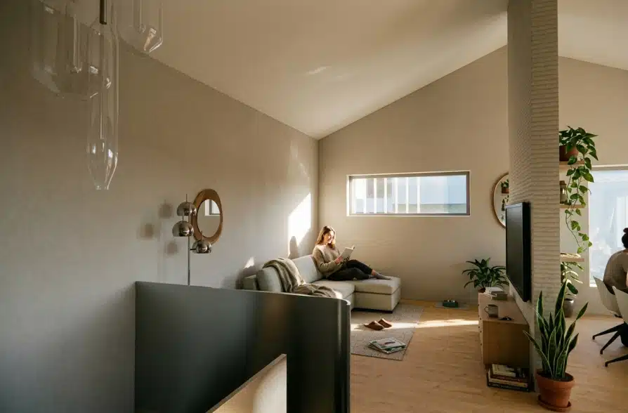 Modernes Designerhaus mit traumhaftem Bergblick in Eberfing - Visualisierung / Wohnzimmer (42116)