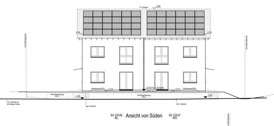 Neubau Erstbezug! Große KFW 40+ Doppelhaushälfte mit Top-Ausstattung in Wielenbach! - Ansicht Süd