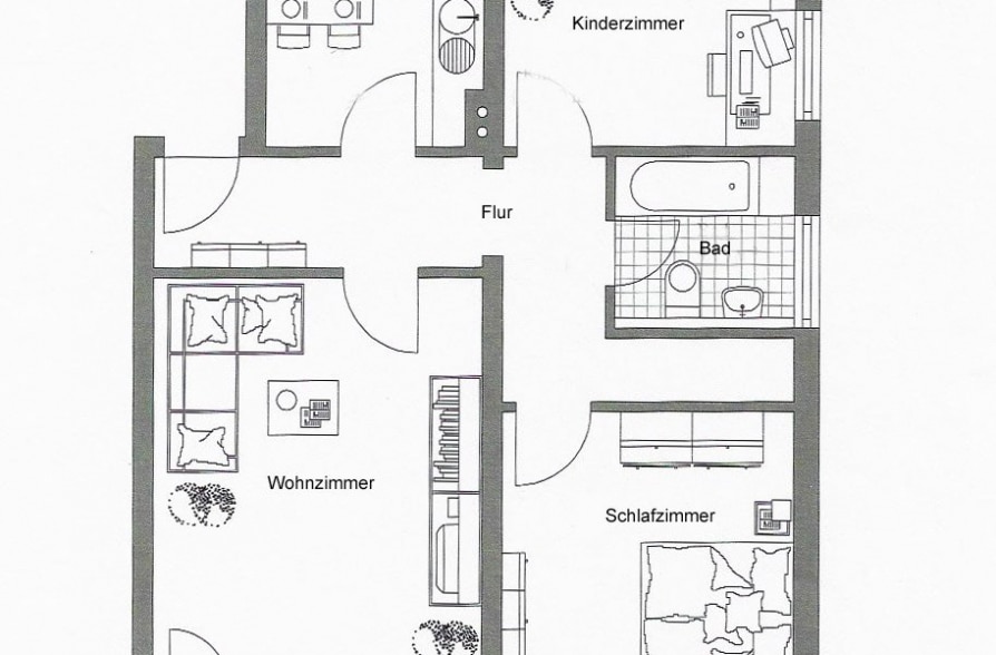 Charmante 3 Zimmerwohnung in zentraler Lage von Weilheim - Grundriss (37523)