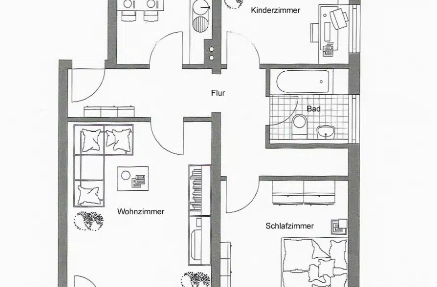Charmante 3 Zimmerwohnung in zentraler Lage von Weilheim - Grundriss (37523)