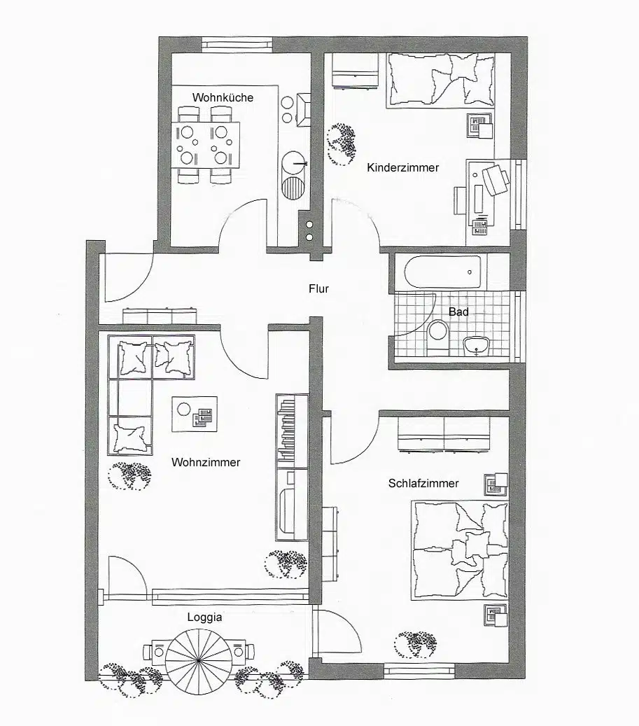 Grundriss - Charmante 3 Zimmerwohnung in zentraler Lage von Weilheim