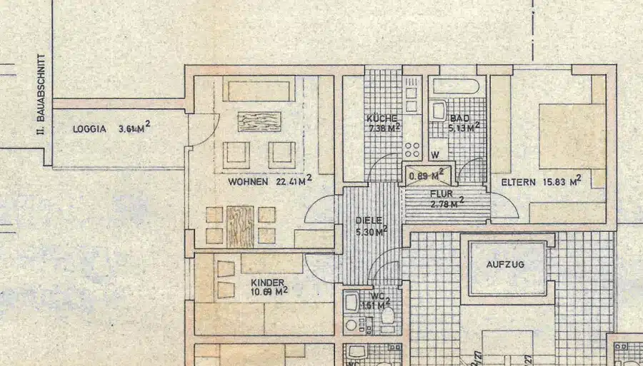 Grundriss Whg - Sonnige 3-Zimmer-Wohnung mit Südbalkon in Weilheim