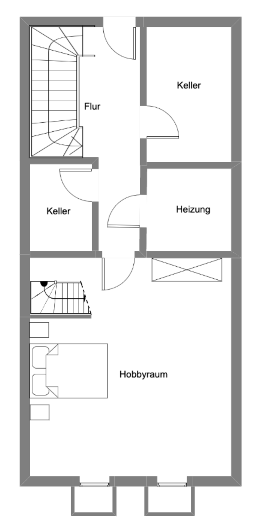 Reihenmittelhaus mit 2 separaten Wohneinheiten in bevorzugter Wohnlage - Grundriss KG