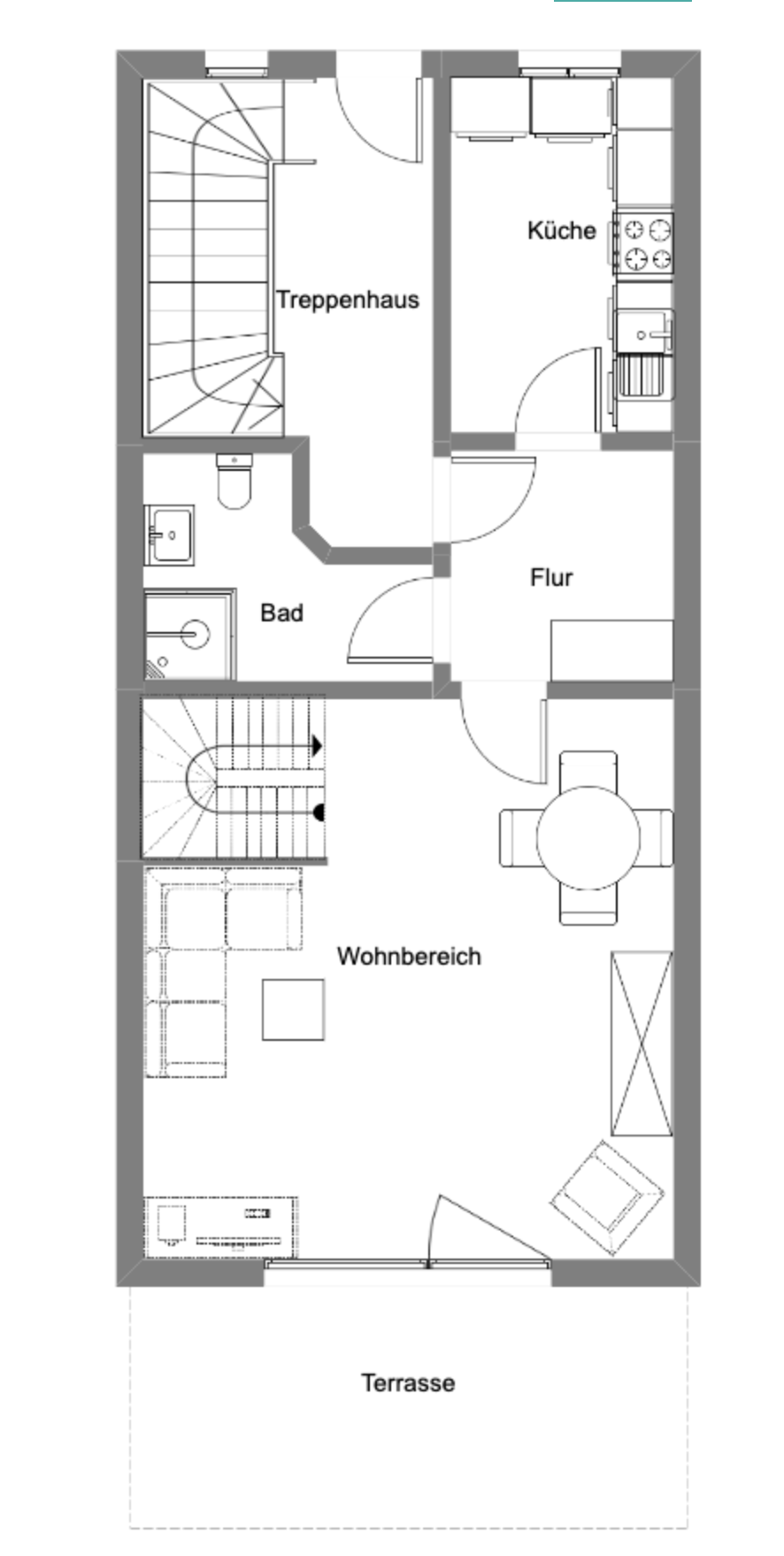 Reihenmittelhaus mit 2 separaten Wohneinheiten in bevorzugter Wohnlage - Grundriss EG