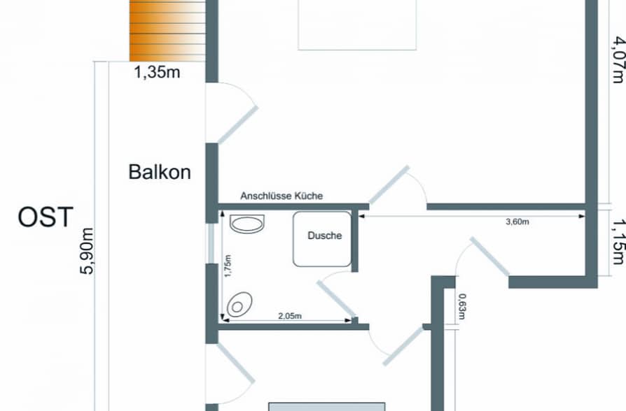 Gemütliche 2-Zimmer-Wohnung in zentraler Lage von Weilheim - Grundriss (40070)