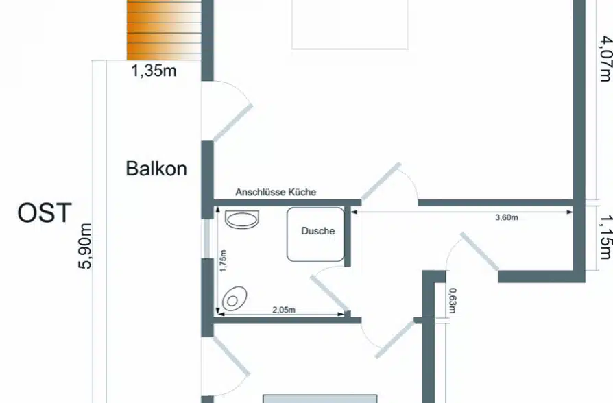 Gemütliche 2-Zimmer-Wohnung in zentraler Lage von Weilheim - Grundriss (40070)