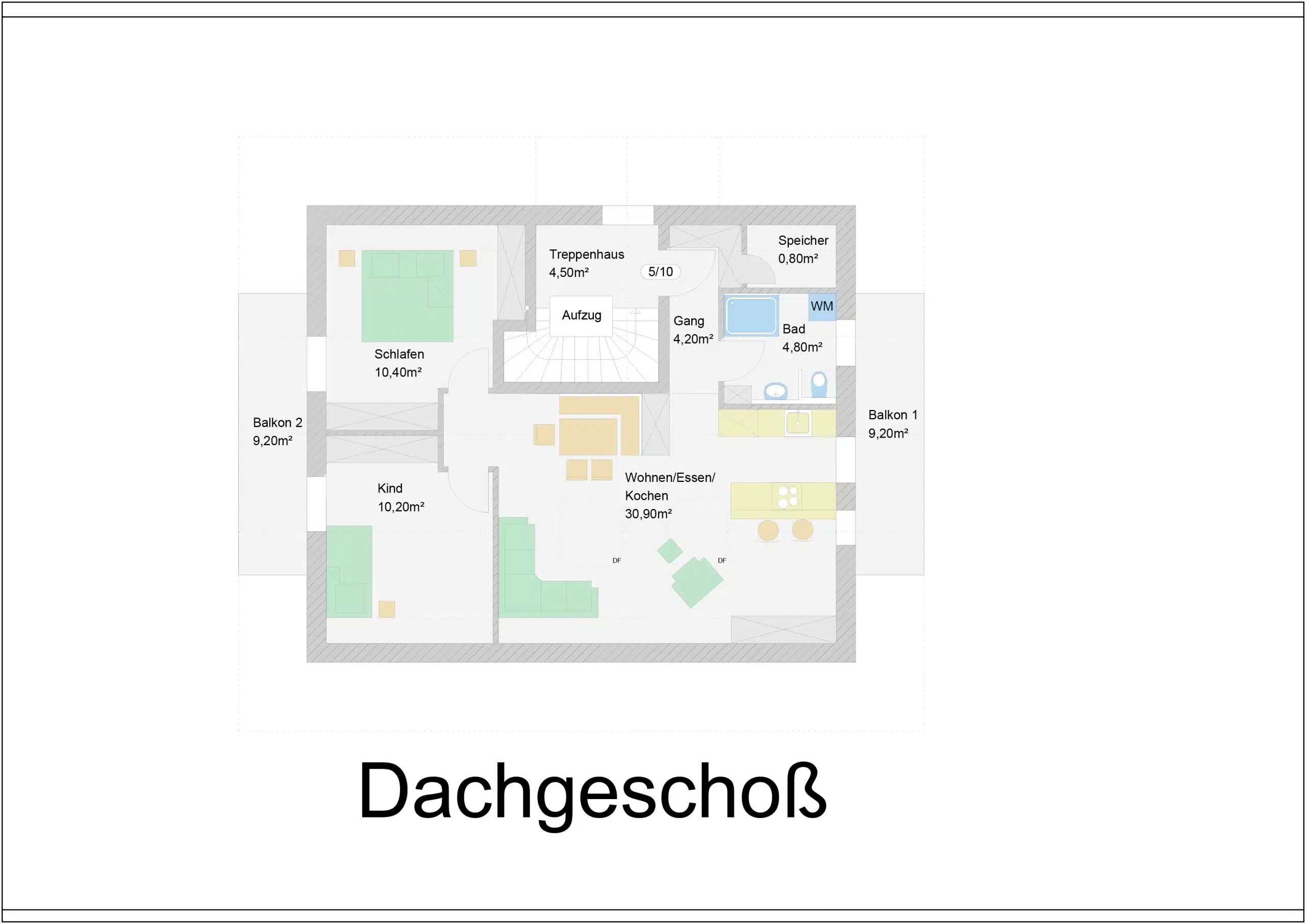 Grundriss DG / WE 5 und 10 - Nur einen Steinwurf vom Staffelsee entfernt! Gemütliche 3-Zimmer-Dachgeschosswohnung mit See- und Begblick und zwei Balkonen (WE 5)