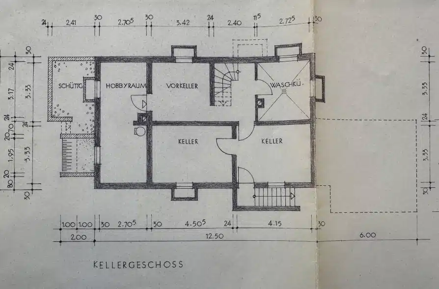 Charmantes Zweifamilienhaus in attraktiver Wohnlage in Seeshaupt - Grundriss Keller (40305)