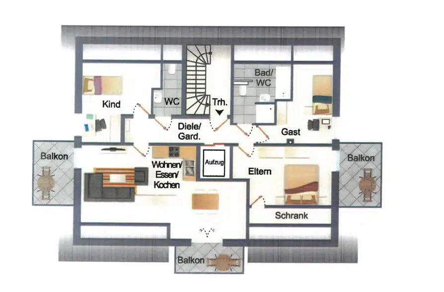 Neuwertiges, modernes 5-Familienhaus in bevorzugter Wohnlage zur Kapitalanlage - Grundriss DG (37824)