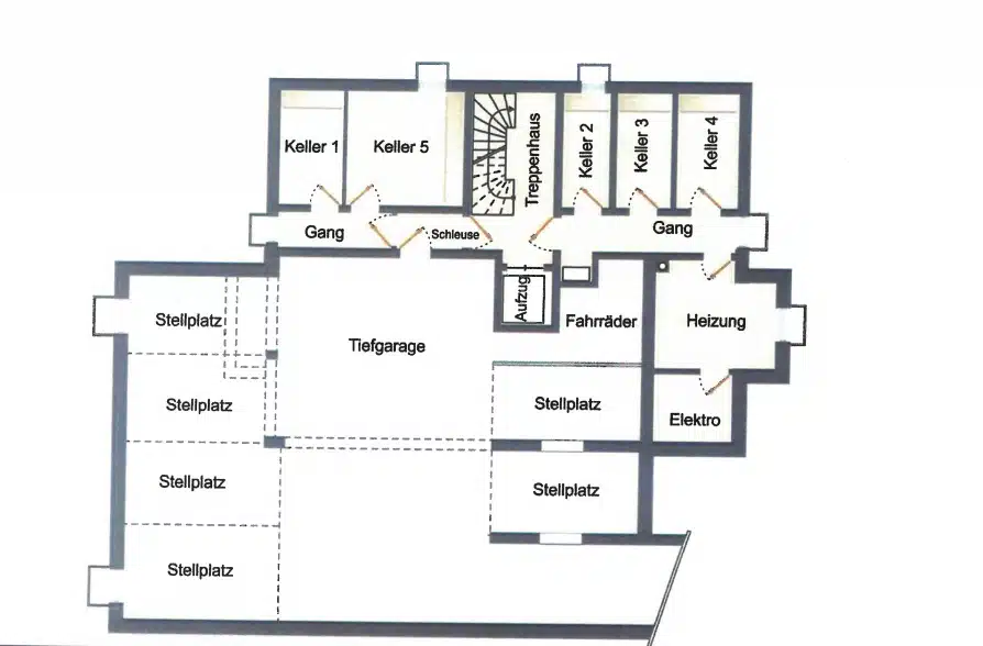 Neuwertiges, modernes 5-Familienhaus in bevorzugter Wohnlage zur Kapitalanlage - Grundriss KG (37823)