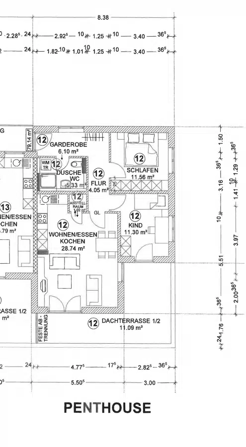 Grundriss - Sonnige Penthouse-Wohnung mit Blick auf die Ammer in Weilheim