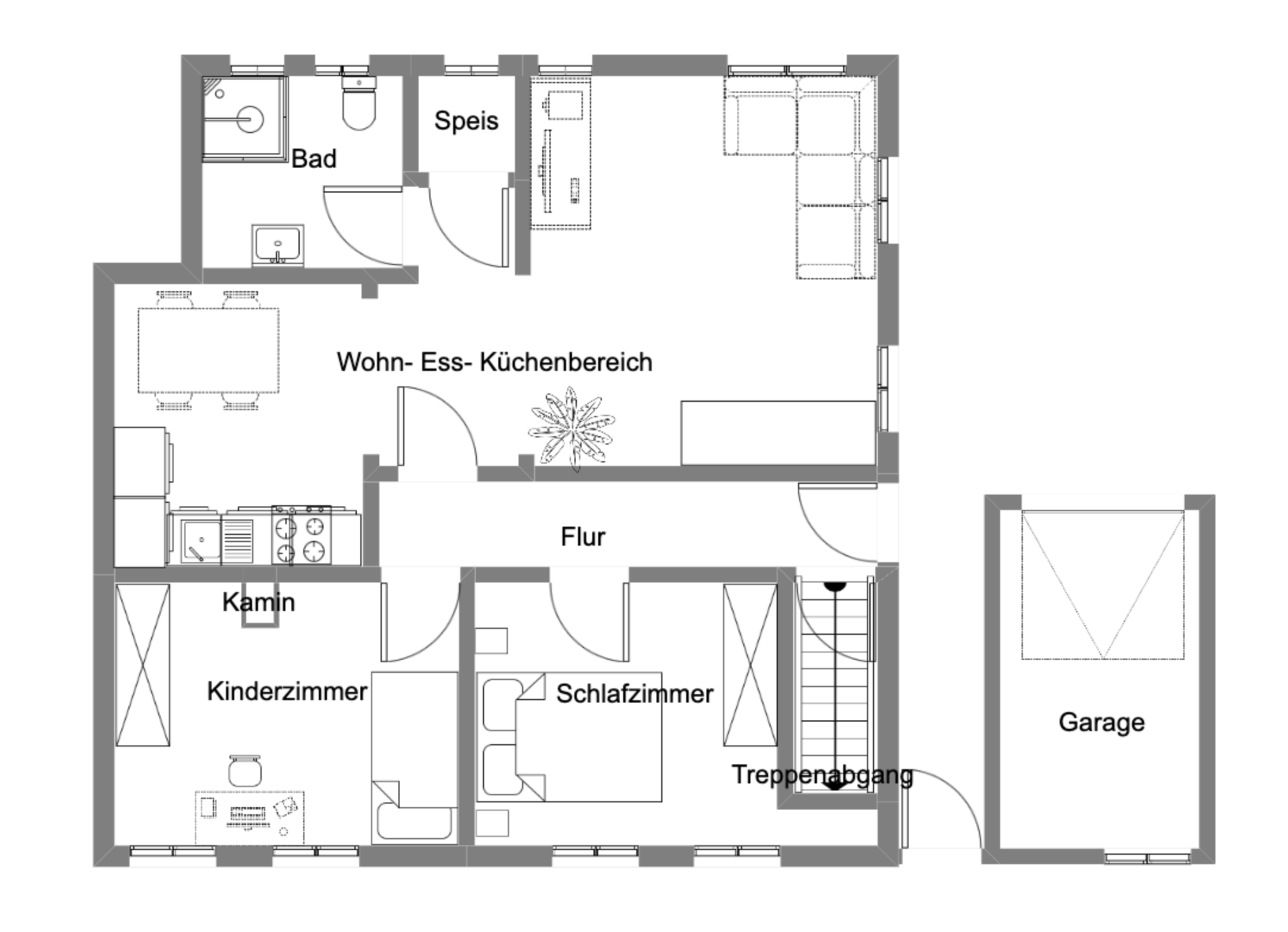 Großzügige 3-Zimmer-Erdgeschoß-Wohnung mit Erweiterungspotenzial in Oberau - Grundriss EG