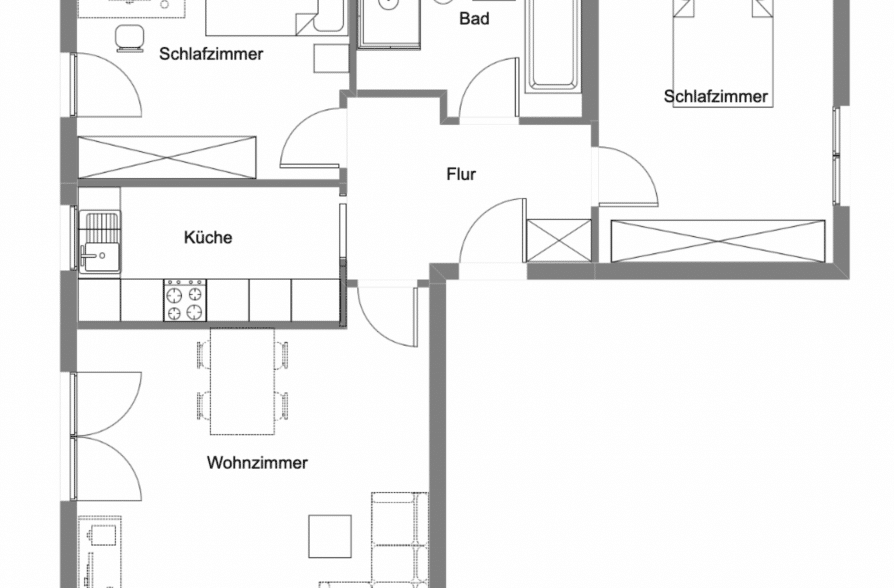Schöne 3-Zimmer-Garten-Wohnung in zentraler Stadtlage von Weilheim - Grundriss (36046)