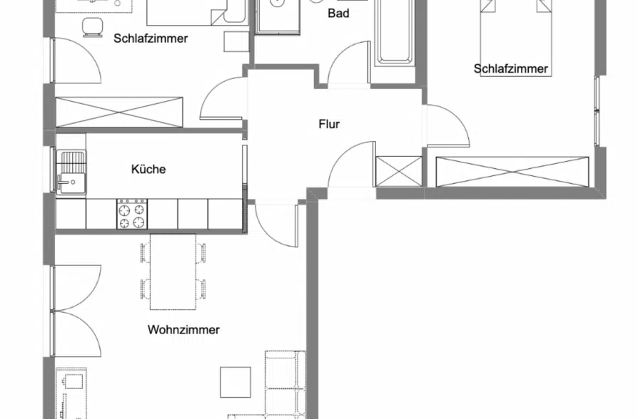 Schöne 3-Zimmer-Garten-Wohnung in zentraler Stadtlage von Weilheim - Grundriss (36046)