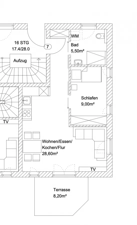 Grundriss WE 7 - Nur einen Steinwurf vom Staffelsee entfernt! 2-Zi.-Erdgeschosswhg. mit Terrasse (WE 7)