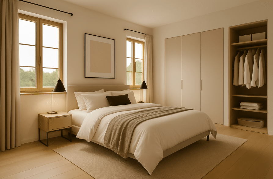 Nur einen Steinwurf vom Staffelsee entfernt! 2-Zi.-Erdgeschosswhg. mit Terrasse (WE 7) - Schlafzimmer / Visualisierung (35216)