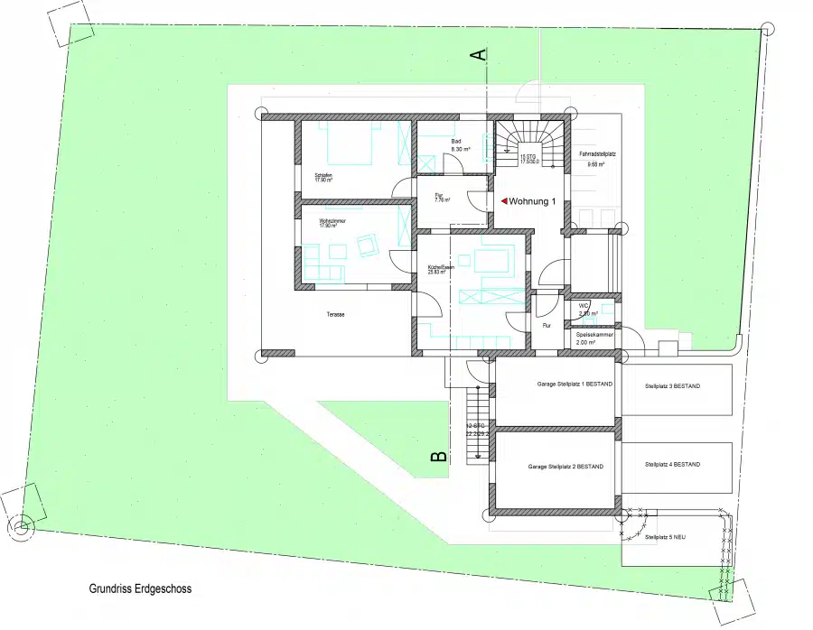 Grundriss EG - Großes, befristet vermietetes 3-Familienhaus in Bestlage von Weilheim
