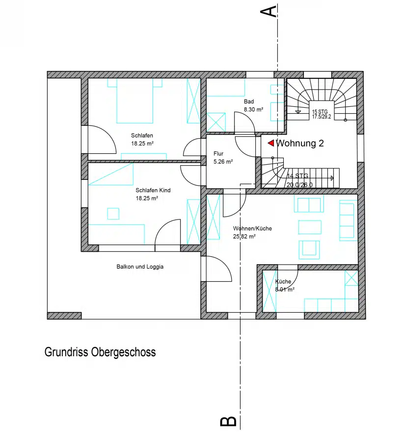 Grundriss OG - Großes, befristet vermietetes 3-Familienhaus in Bestlage von Weilheim