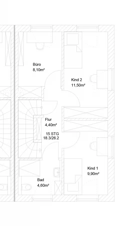 2b Grundriss OG - Nur einen Steinwurf vom Staffelsee entfernt. Charmante Neubau DHH in Uffing am Staffelsee! (2b)