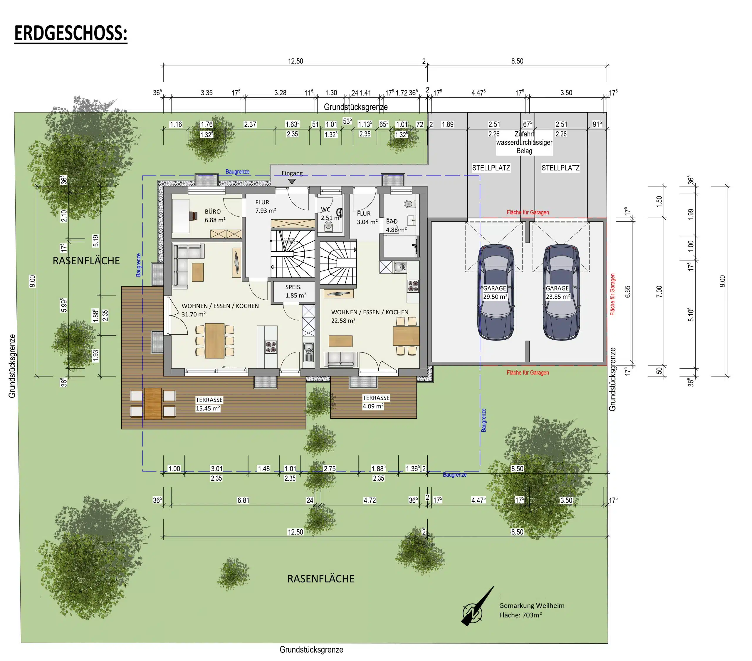 Grundriss EG - Neubau! Großzügiges Einfamilienhaus mit Einliegerwohnung in schöner Wohnlage von Weilheim