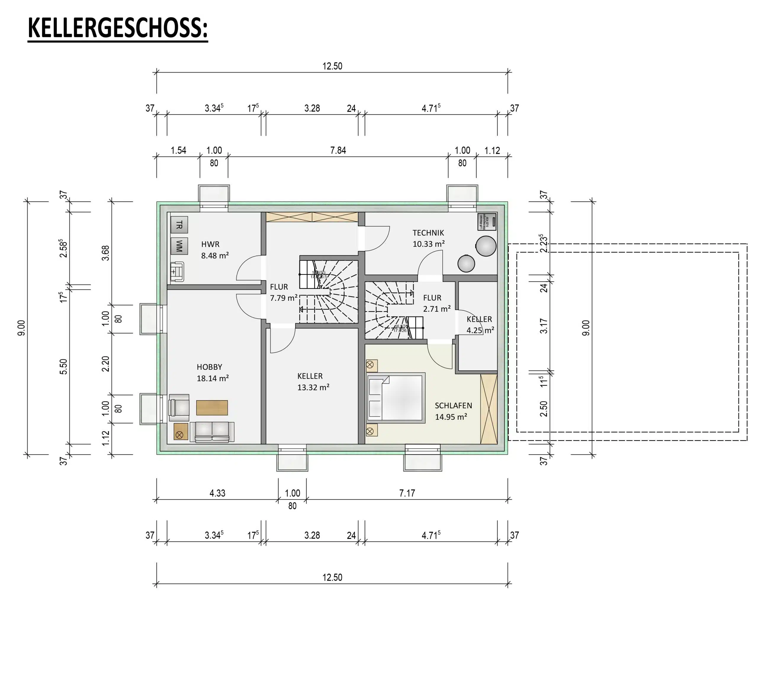 Grundriss KG - Neubau! Großzügiges Einfamilienhaus mit Einliegerwohnung in schöner Wohnlage von Weilheim