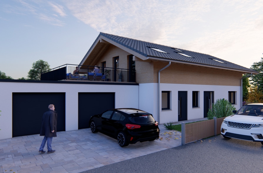 Neubau! Großzügiges Einfamilienhaus mit Einliegerwohnung in schöner Wohnlage von Weilheim - Illustration Garagen (38846)