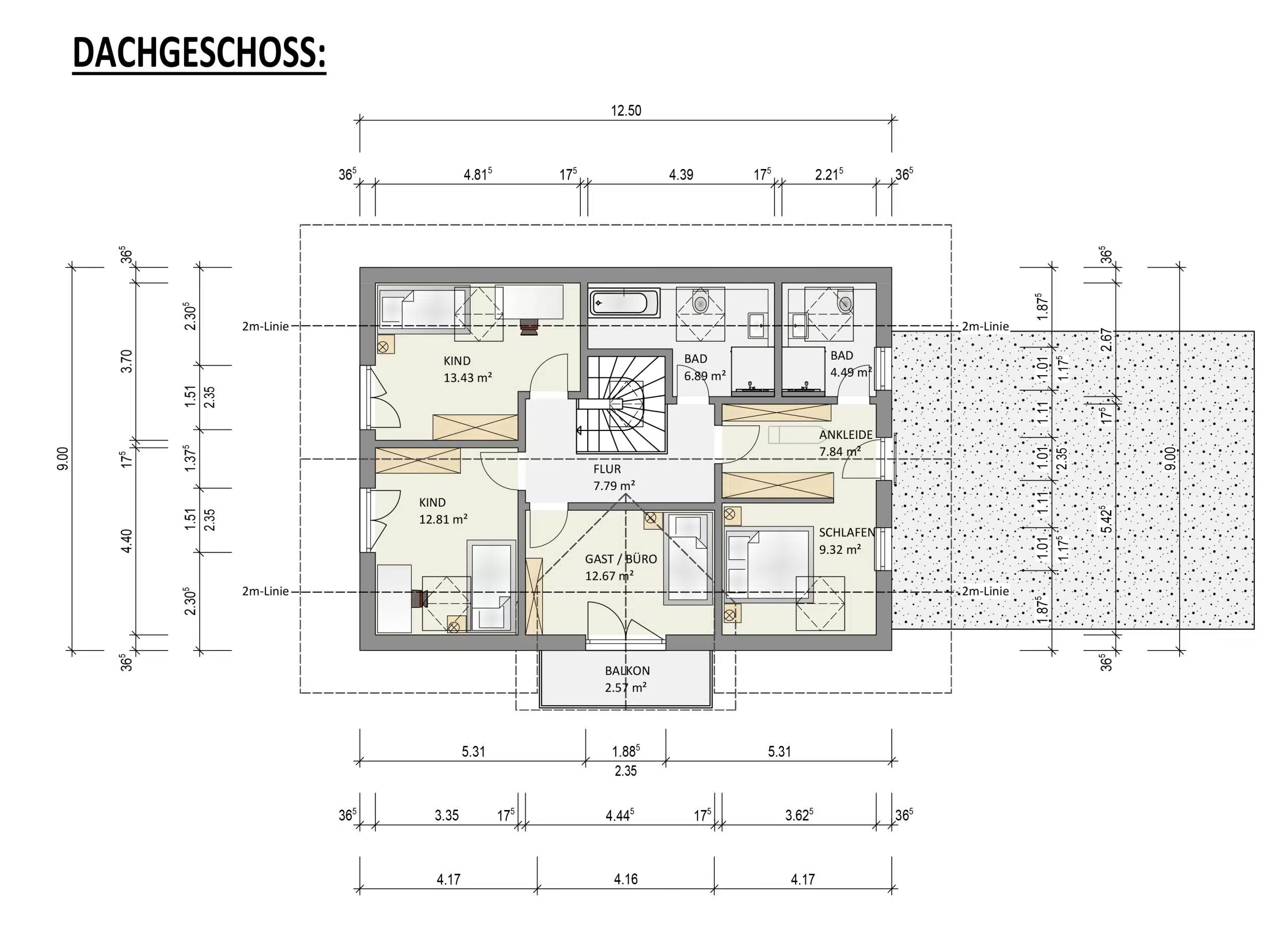 Grundriss DG - Neubau! Großzügiges Einfamilienhaus mit Einliegerwohnung in schöner Wohnlage von Weilheim